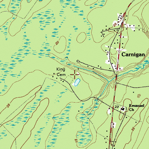 Topographic Map of King Cemetery, GA