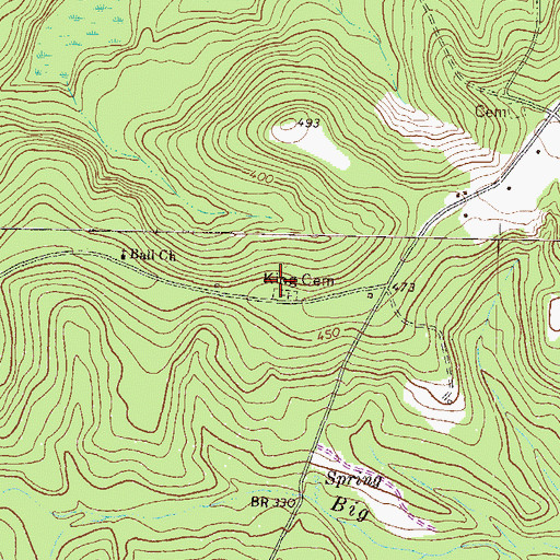 Topographic Map of King Cemetery, GA