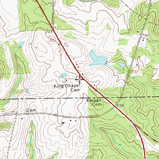 Topographic Map of King Chapel Cemetery, GA