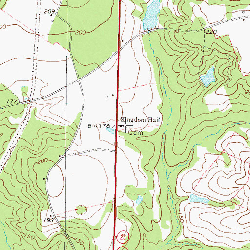 Topographic Map of Kingdom Hall, GA