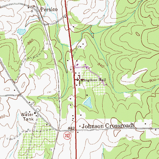 Topographic Map of Kingdom Hall, GA