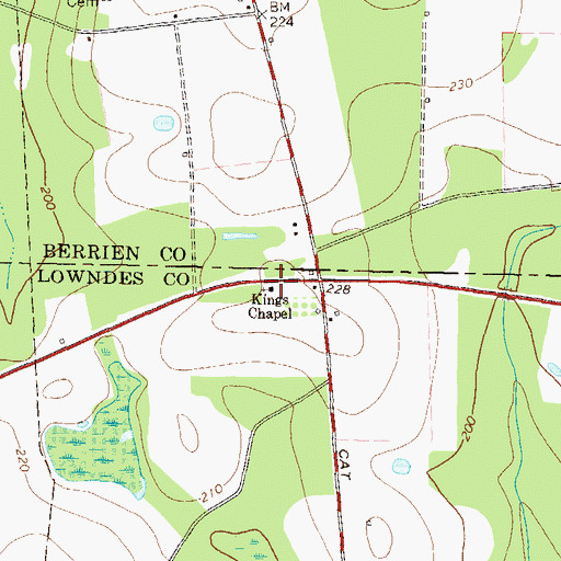 Topographic Map of Kings Chapel, GA
