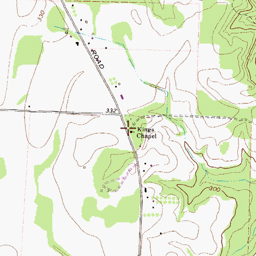 Topographic Map of Kings Chapel, GA