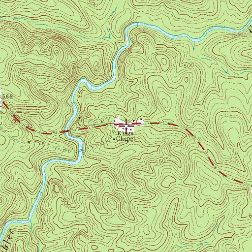 Topographic Map of Kings Chapel, GA
