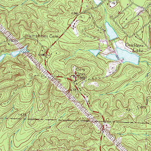 Topographic Map of Kings Chapel, GA