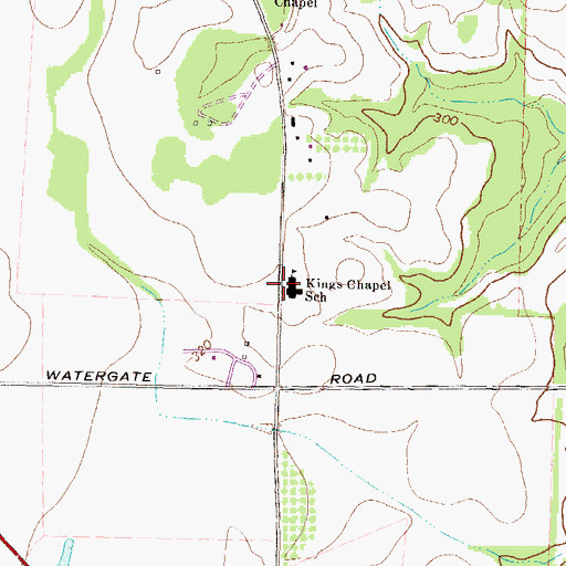 Topographic Map of Kings Chapel School, GA