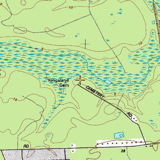 Topographic Map of Kingsland Cemetery, GA