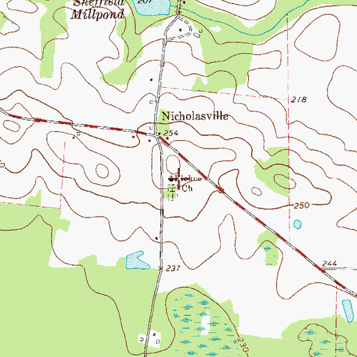 Topographic Map of Kiokee Church, GA