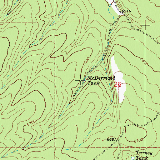 Topographic Map of McDermaid Tank, AZ