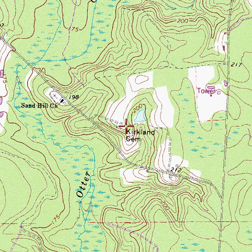 Topographic Map of Kirkland Cemetery, GA
