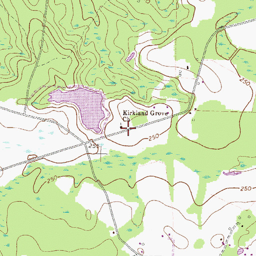 Topographic Map of Kirkland Grove Church, GA