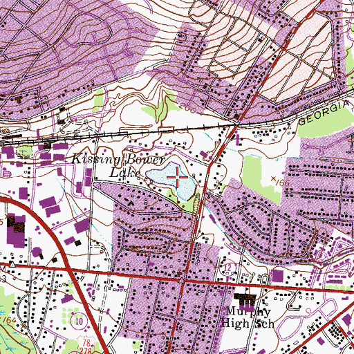 Topographic Map of Kissing Bower Lake, GA