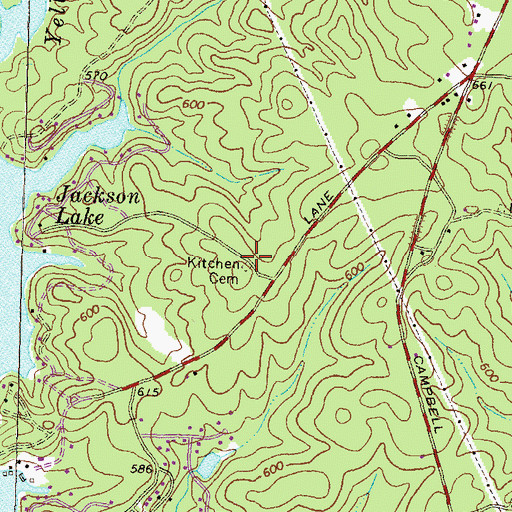 Topographic Map of Kitchen Cemetery, GA