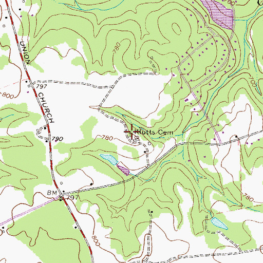 Topographic Map of Klutts Cemetery, GA