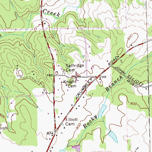 Topographic Map of Knight Cemetery, GA
