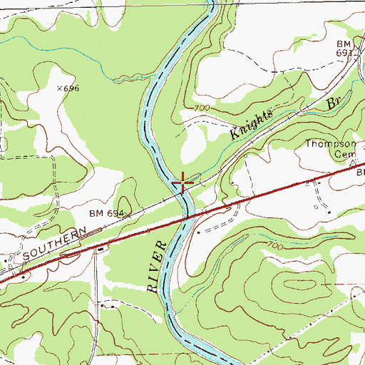Topographic Map of Knights Branch, GA