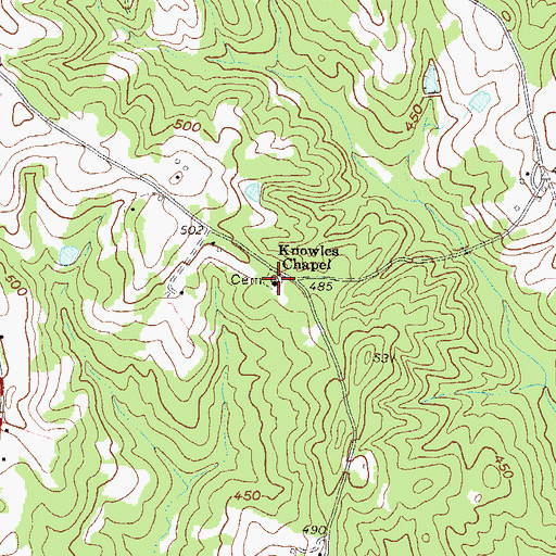 Topographic Map of Knowles Chapel, GA