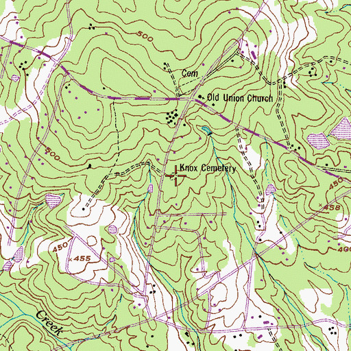 Topographic Map of Knox Cemetery, GA