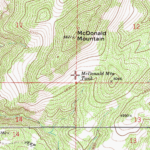 Topographic Map of McDonald Mountain Tank, AZ