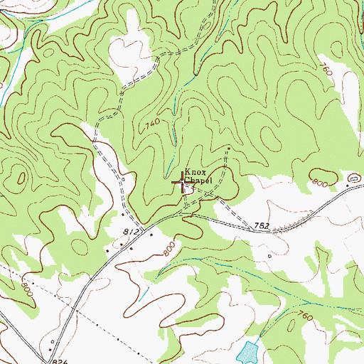 Topographic Map of Knox Chapel, GA