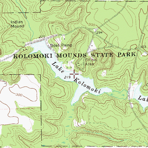Topographic Map of Lake Kolomoki, GA