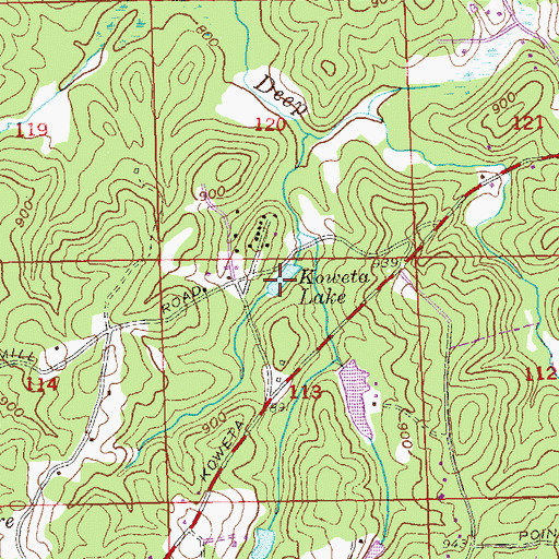 Topographic Map of Koweta Lake, GA