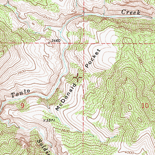 Topographic Map of McDonald Pocket, AZ