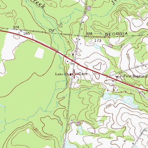 Topographic Map of Lake Church, GA