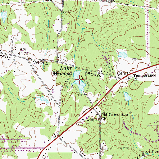 Topographic Map of Lake Mimosa, GA