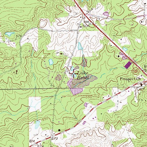 Topographic Map of Lake Rebel, GA