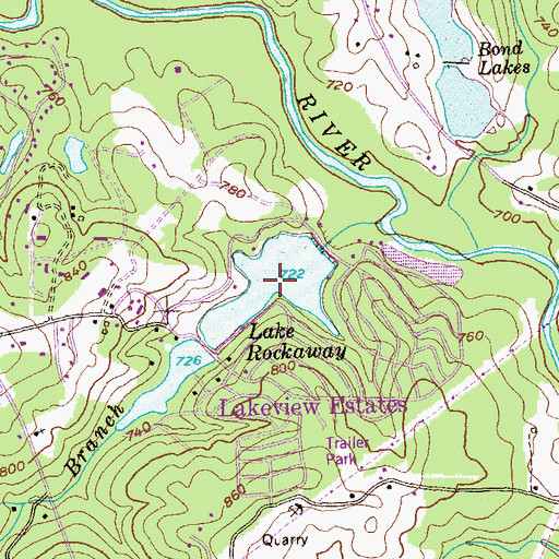 Topographic Map of Lake Rockaway, GA