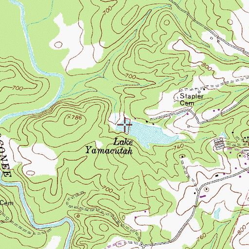 Topographic Map of Lake Yamacutah, GA
