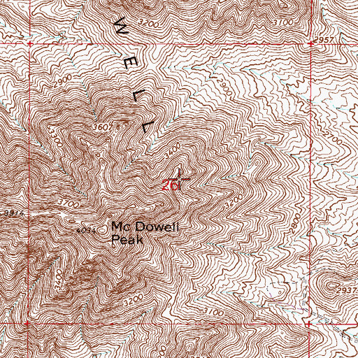 Topographic Map of McDowell Mountains, AZ