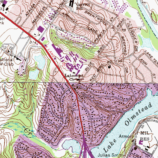 Topographic Map of Lakemont Church, GA