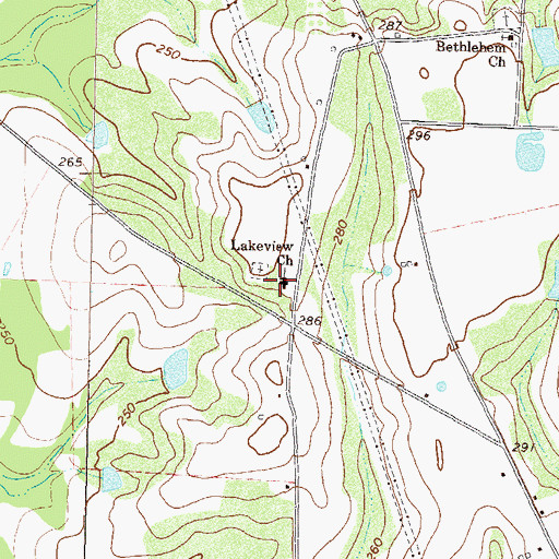 Topographic Map of Lakeview Church, GA