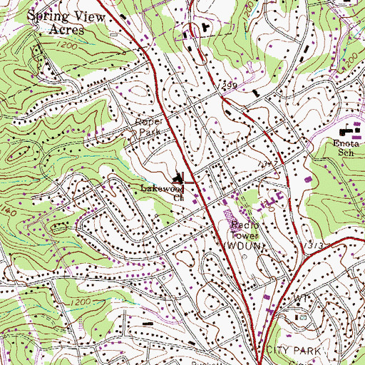 Topographic Map of Lakewood Church, GA
