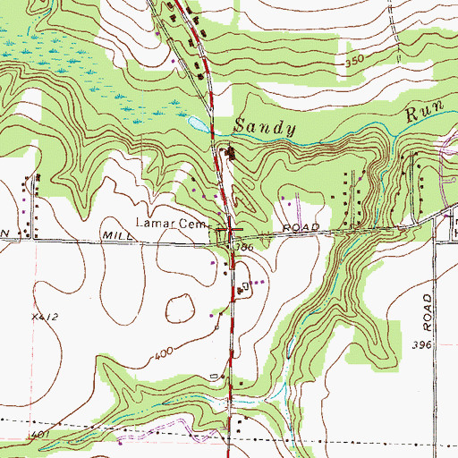 Topographic Map of Lamar Cemetery, GA