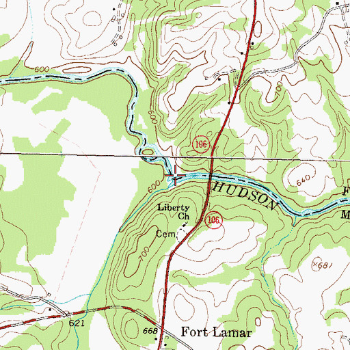 Topographic Map of Lamar Creek, GA