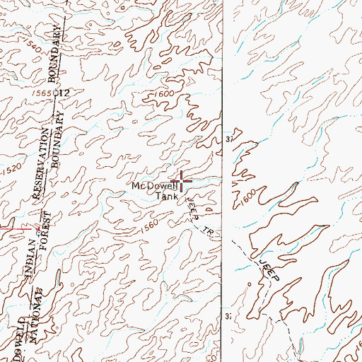 Topographic Map of McDowell Tank, AZ