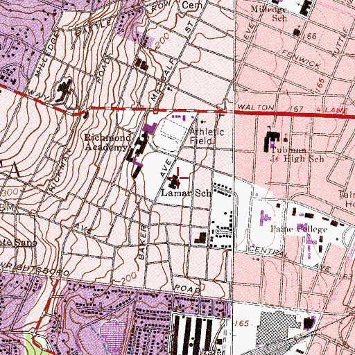 Topographic Map of Lamar School, GA