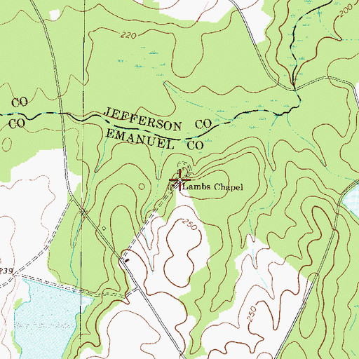 Topographic Map of Lambs Chapel, GA