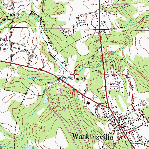 Topographic Map of Lampkin Branch, GA