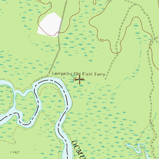 Topographic Map of Lampkins Old Field Ferry, GA