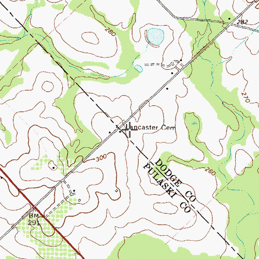 Topographic Map of Lancaster Cemetery, GA