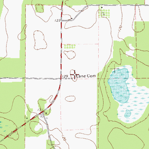 Topographic Map of Lane Cemetery, GA
