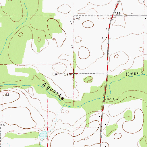 Topographic Map of Lane Cemetery, GA