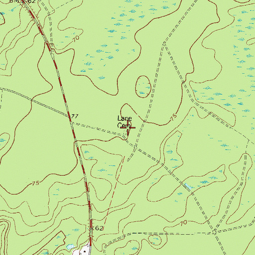 Topographic Map of Lane Cemetery, GA