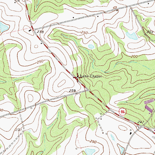 Topographic Map of Lane Chapel, GA