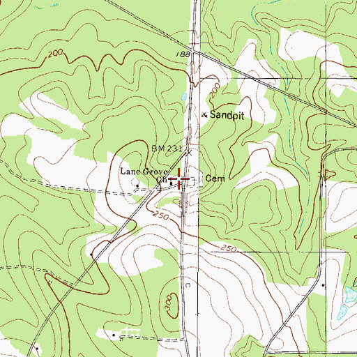 Topographic Map of Lane Grove Church, GA