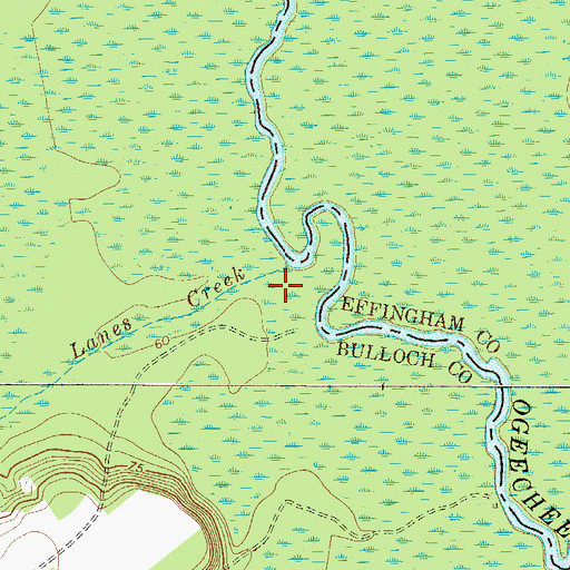 Topographic Map of Lanes Creek, GA